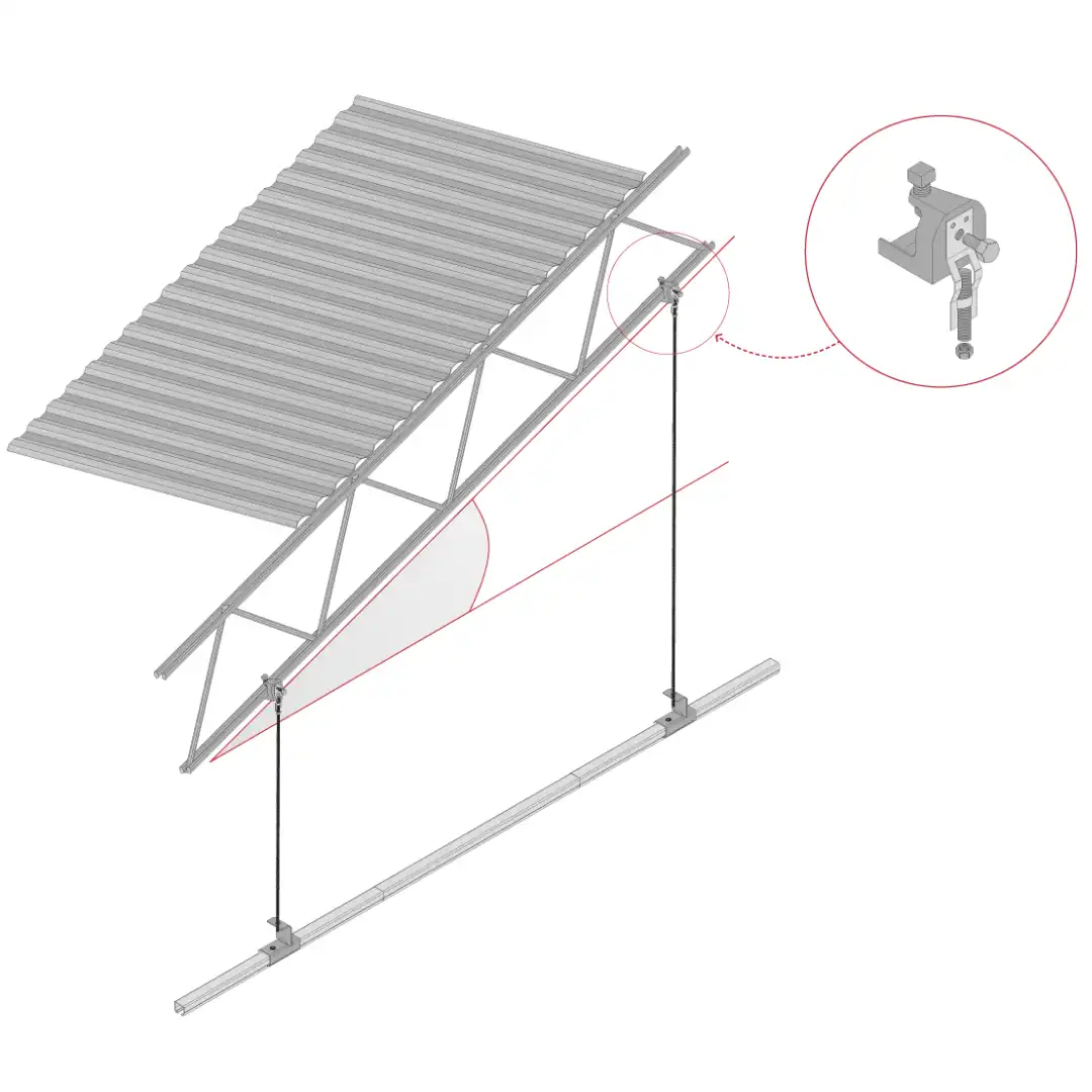 parallel directly below to a sloped ceiling structure